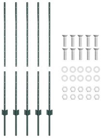 vidaXL Πό posts φράχτη 10 pcs Πράσινο 120 cm Ατσάλι