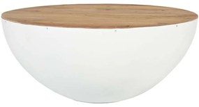 Τραπέζι Σαλονιού Coffelty 372-000015 Φ90x40cm White-Natural