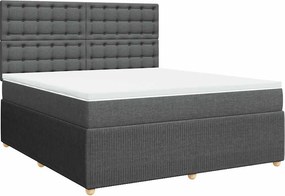 vidaXL Κρεβάτι Boxspring με Στρώμα Σκούρο Γκρι 180x200 εκ Υφασμάτιν