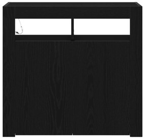 vidaXL Κονσόλα με LED Φώτα Μαύρο Δρυς 80x35x75 εκ από Ξύλο