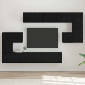vidaXL Σετ επίπλου τηλεόρασης 10 pcs Μαύρη Οξυά Επεξεργασμένο ξύλο