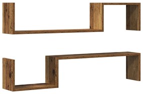 vidaXL Ραφιέρες Τοίχου 2 τεμ. Παλιό Ξύλο 100 x 15 x 20 εκ