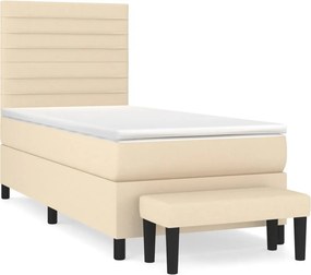 vidaXL Κρεβάτι Boxspring με Στρώμα Κρεμ 80 x 200 εκ. Υφασμάτινο
