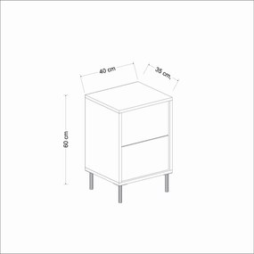 Κομοδίνο Λευκό / Χρυσό EPRA 40x35x60