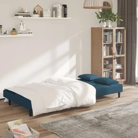Καναπές Κρεβάτι Διθέσιος Μπλε Βελούδινος με 2 Μαξιλάρια - Μπλε