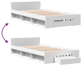 vidaXL Πλαίσιο Κρεβατιού με Συρτάρι Λευκό 90 x 190 εκ. Επεξ. Ξύλο