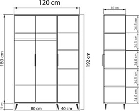 Wardrobe Aden 120 - Oak, Anthracite Oak
Anthracite