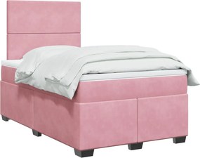 vidaXL Κρεβάτι Boxspring με Στρώμα Ροζ 120x190 εκ. Βελούδινο