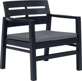 vidaXL Σαλόνι Κήπου 3 Τεμαχίων Ανθρακί Πλαστικό