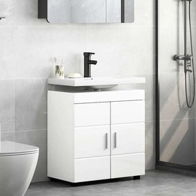 vidaXL Ντουλάπα νιπτήρα μπάνιου Γυαλιστερό λευκό 60 x 34 x 63 εκ