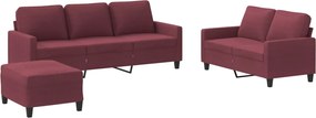 vidaXL Πολυθρόνες Σετ 3 Τεμαχίων Μπορντό από Ύφασμα με Μαξιλάρια