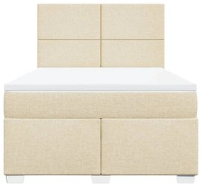 Κρεβάτι Boxspring με Στρώμα Κρεμ 160x200 εκ. Υφασμάτινο - Κρεμ