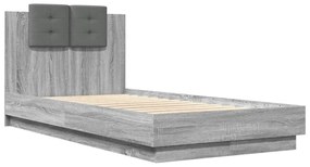 Πλαίσιο Κρεβατιού με Κεφαλάρι Γκρι Sonoma 90x190 εκ. Επεξ. Ξύλο - Γκρι