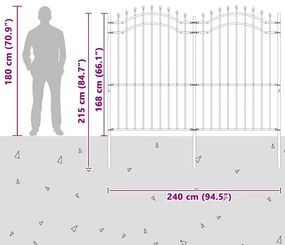 vidaXL Φράχτης Κήπου Λευκό 215 cm Ατσάλι με Επικάλυψη Πούδρας