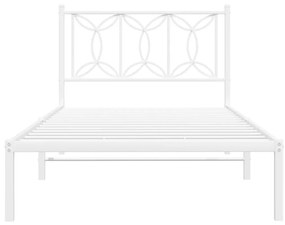 Πλαίσιο Κρεβατιού με Κεφαλάρι Λευκό 100 x 200 εκ. Μεταλλικό - Λευκό