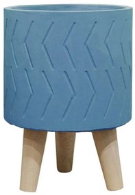 Κασπώ 06-00-21205-3 Φ19,5x28,5cm Blue-Natural Marhome Wood,Cement