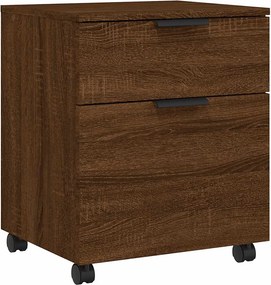 vidaXL Αρχειοθήκη Φορητή Καφέ Δρυς 45x38x54 εκ. Επεξ. Ξύλο με Ρόδες