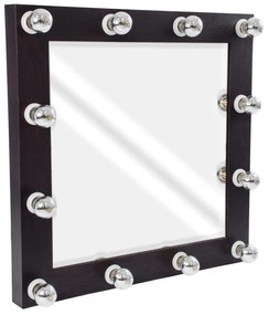 MIRROR-80x80-2 GloboStar® MAKEUP MIRROR-80x80-2 Μοντέρνος Καθρέπτης Μακιγιάζ με Πλαίσιο Φυσικού Ξύλου με Διακόπτη On/Off 12 x E27 AC220-240V - Μ80 x Π7 x Υ80cm - Καφέ Wenge