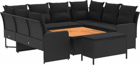 vidaXL Σύνολα επίπλων με μαξιλάρι 7 pcs Μαύρο Ράτα PE