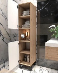 Stewehome Ντουλάπι Μπάνιου Στήλη Δρυς&amp;amp;Λευκό Ξύλο MDF με Ράφια 172x33x30 cm