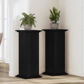 vidaXL Βάση φυτών Μαύρη δρυς 33 x 33 x 100 cm Επεξεργασμένο ξύλο