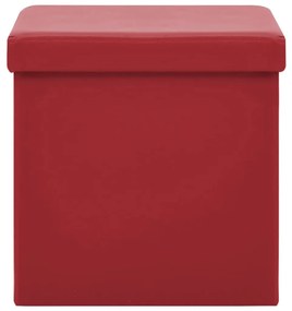 Σκαμπό Αποθήκευσης Πτυσσόμενο Μπορντό από PVC - Κόκκινο
