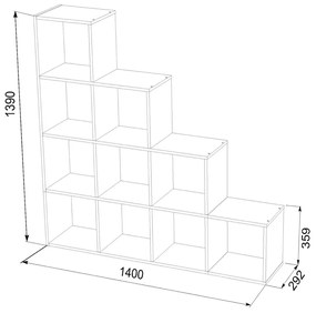 Βιβλιοθήκη THERIA Λευκό 10θέσεων 140x29x139εκ