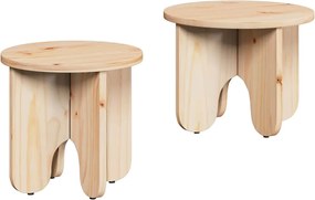 vidaXL Τραπεζάκι σαλονιού 2 pcs Φυσικό Μασίφ ξύλο πεύκου