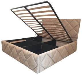 Κρεβάτι Διπλό Tania με αποθηκευτικό χώρο + τελάρο για στρώμα 160x200cm Μπεζ 164x208x43cm - VAS