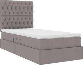 VidaXL LED Κρεβάτι αποθήκευσης με στρώμα Taupe 100 x 200 cm Ύφασμα