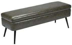 VEVOR PU Leather Storage Ottoman Bench Shoe Seat with Storage &amp; Metal Legs Green
