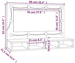 Έπιπλο Καθρέπτη με LED Γκρι Σκυροδέματος 90x31,5x62 εκ. - Γκρι