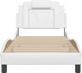 vidaXL Σκελετός Κρεβατιού Viana Χωρίς Στρώμα Λευκό90x190εκ. από ΣυνθετικόΔέρμα