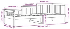 Καναπές Κρεβάτι Χωρίς Στρώμα 90x190 εκ. Μασίφ Ξύλο Πεύκου - Καφέ