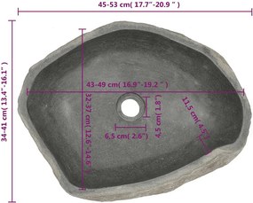 vidaXL Νιπτήρας River Stone Οβάλ (45-53)x(34-41) εκ.