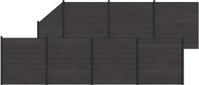 vidaXL Πάνελ Φράχτη 8 pcs WPC και Αλουμίνιο Μαύρο