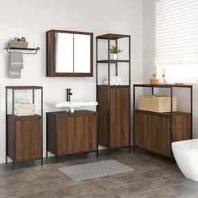 vidaXL Σετ Επίπλων Μπάνιου με ράφι 5 pcs Γκρι σονόμα και Μαύρο