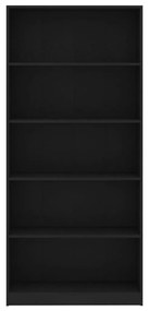 vidaXL Βιβλιοθήκη με 5 Ράφια Μαύρη 80 x 24 x 175 εκ. από Μοριοσανίδα
