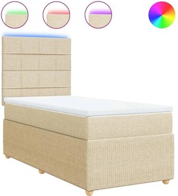 vidaXL Κρεβάτι Boxspring με Στρώμα Κρεμ 90x200 εκ.Υφασμάτινο