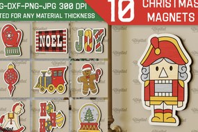 Σετ των 2 Intra απο ξύλο plywood 3mm-4mm πάχος κοπής με λέιζερ Χριστουγεννιάτικων μαγνητών Δίασταση 15x15 cm INTRAFABR-104689149