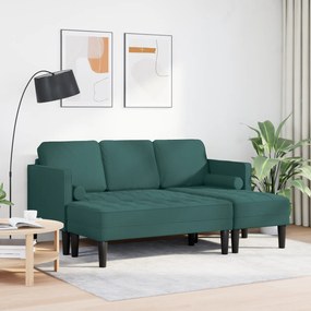 vidaXL 2 Τεμάχιο Σετ Σαλονιού με Μαξιλάρια Σκούρο Πράσινο Υφάσματος