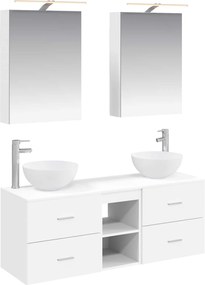 vidaXL Σετ Επίπλων Μπάνιου 5 pcs Λευκό Επεξεργασμένο Ξύλο και Γυαλί