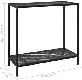 vidaXL Τραπέζι Κονσόλα Μαύρο 80 x 35 x 75 εκ. από Ψημένο Γυαλί