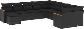 vidaXL Patio Sofa Set 9-θέσια Black