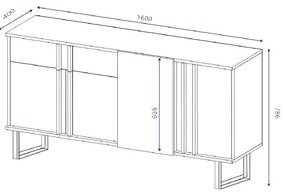 Μπουφές Amanda pakoworld καρυδί-μαύρο 160x40x78.5εκ