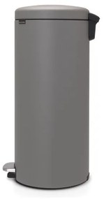 Κάδος με πεντάλ Brabantia NewIcon 1001092, 30 L, Εύκολο κλείσιμο, Αντιολισθητική βάση, Σατινέ φινίρισμα, Γκρι