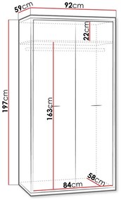 Ντουλάπα Mediolan AT01 δίφυλλη