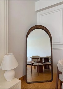 Stewehome Οβάλ καθρέφτης δαπέδου με φυσικό ξύλινο πλαίσιο Πολύχρωμο 180x80 cm