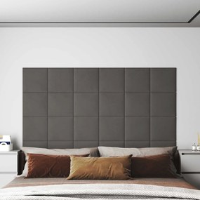 vidaXL Κεφαλάρι Τοίχου 12 pcs Σκούρο Γκρι Βελούδο