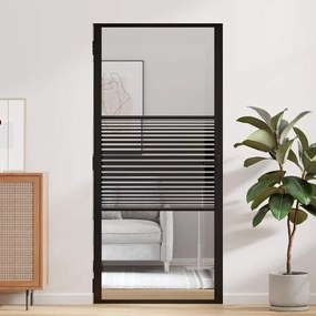 vidaXL Εσωτερική Πόρτα Μαύρο 93 x 201.5 cm Tempered γυαλί, Αλουμίνιο